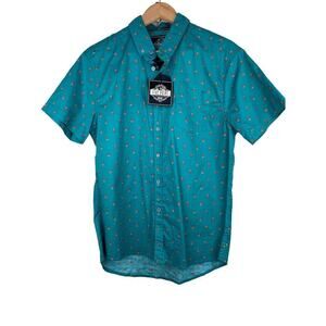 NWT Five Point Industries NYC Men's M Slim Fit++Flex Blue Fox Button Up Shirt